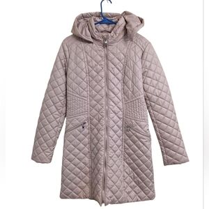 Via Spiga Women's Beige Blush Lightweight Quilted Mid-Length Jacket Coat Size S